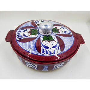 Mexico Folk Art Pottery Covered Tortilla Warmer Keeper Casserole Hand-painted